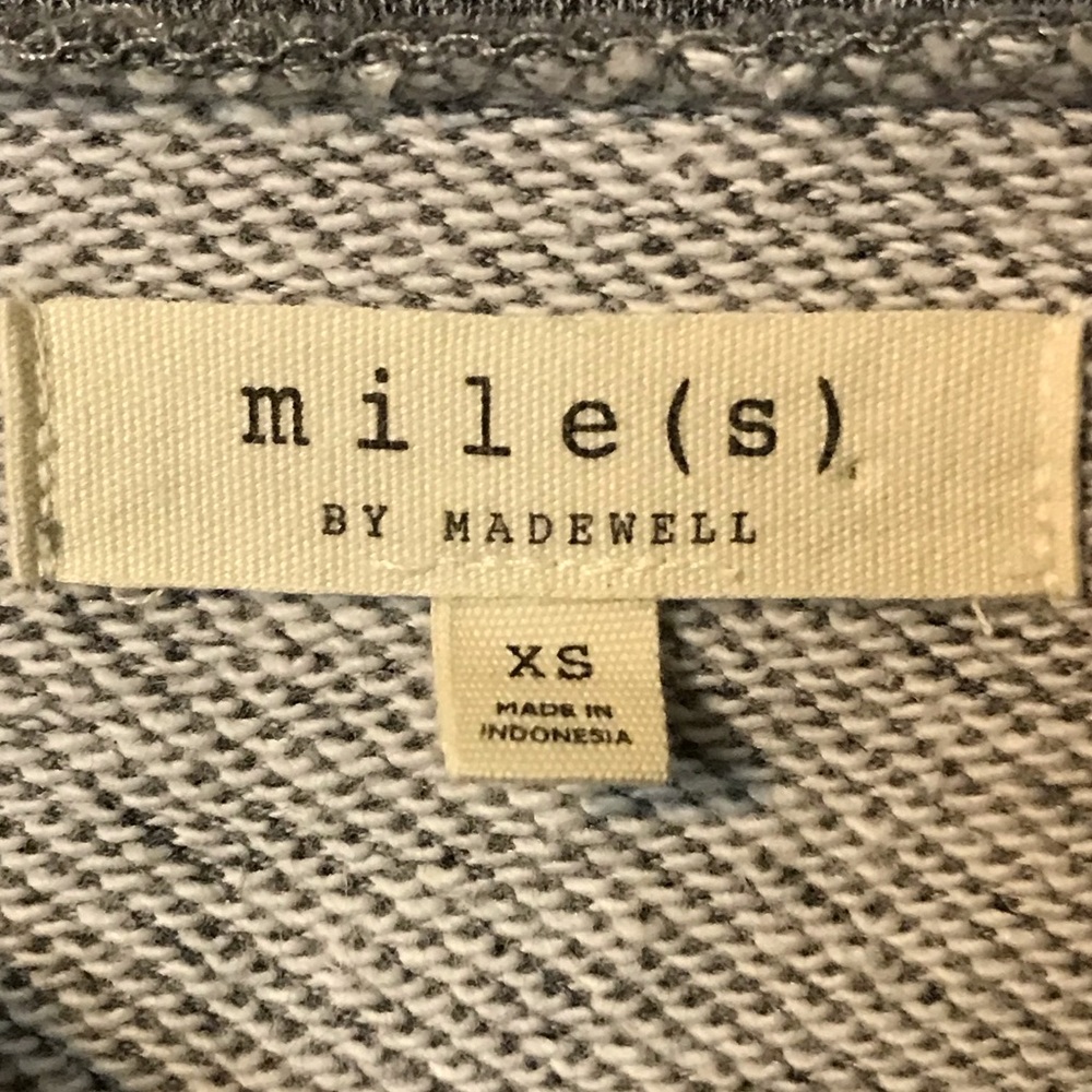 MILE(S) BY MADEWELL GREY CROPPED SWEATER WITH DECORATIVE KNIT ON SHOULDERS - Picture 2 of 7